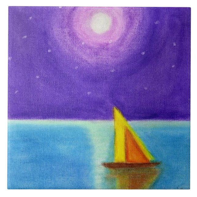 Smooth Sailing Abstract Pastel Painting Tile (Front)