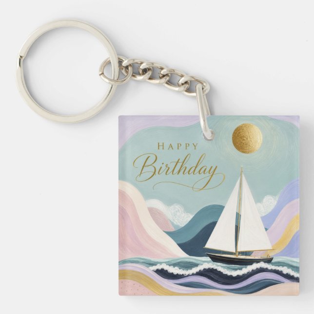 Smooth Sailing into Another Year Keychain (Front)