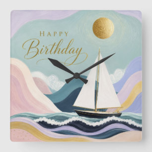 Smooth Sailing into Another Year Square Wall Clock