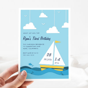 Smooth Sailing Kids Birthday Party Invitation