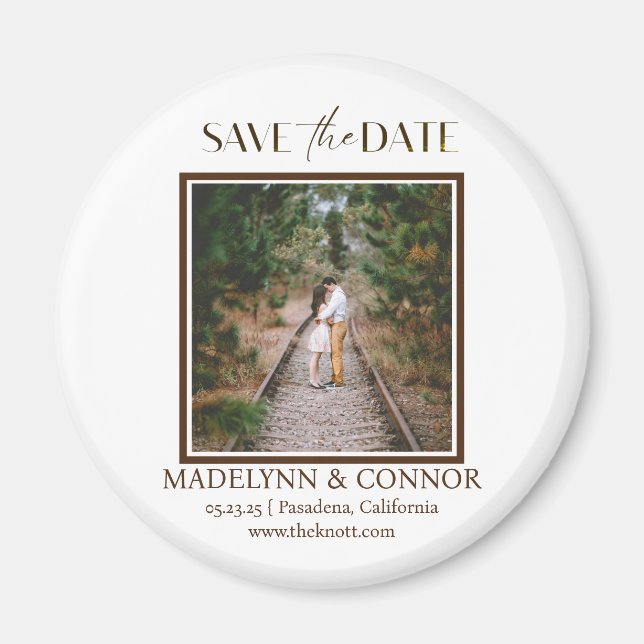 Smooth Script Photo Save the Date Magnet (Front)