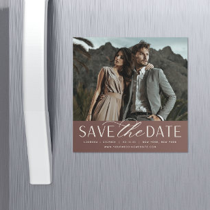 Smooth Script Photo Save the Date Magnet