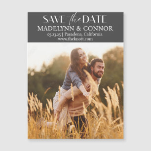 Smooth Script Photo Save the Date Magnetic Card