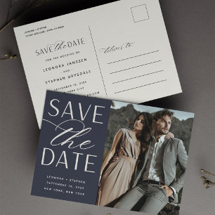 Smooth Script   Photo Wedding Save the Date Announcement Postcard