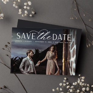 Smooth Script   Single Horizontal Photo Wedding Save The Date