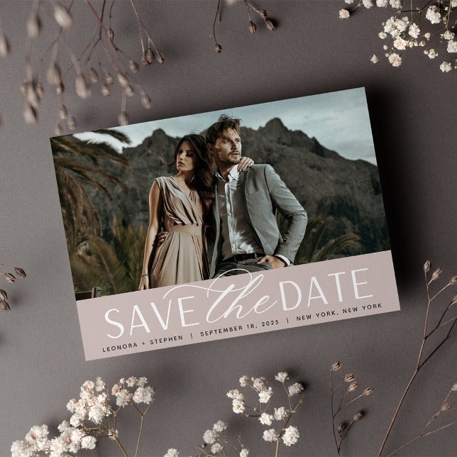Smooth Script | Single Horizontal Photo Wedding Save The Date (Creator Uploaded)