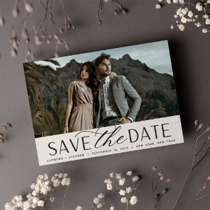 Smooth Script Single Horizontal Photo Wedding Save The Date