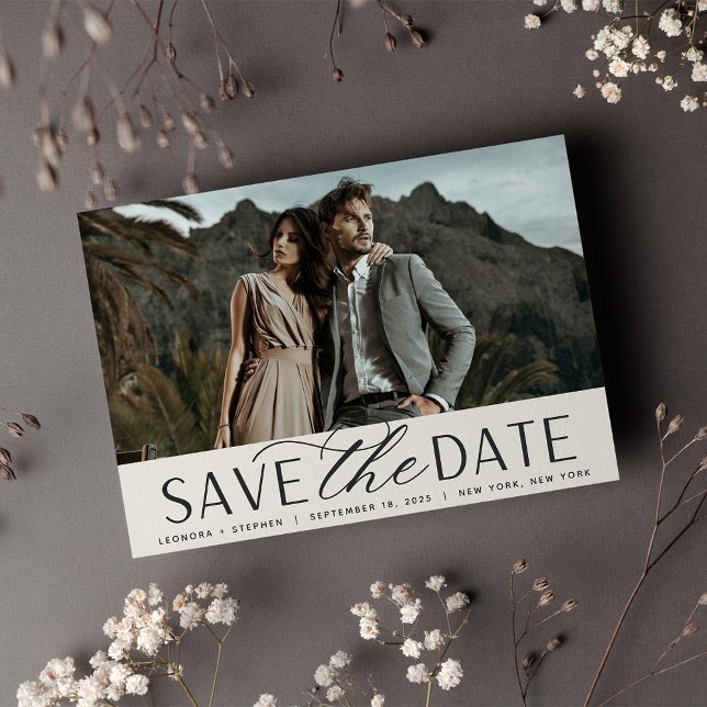 Smooth Script | Single Horizontal Photo Wedding Save The Date (Creator Uploaded)
