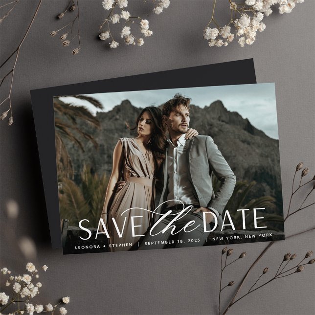 Smooth Script | Single Horizontal Photo Wedding  Save The Date (Creator Uploaded)
