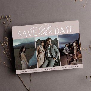 Smooth Script   Three Photo Wedding Save The Date
