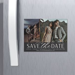 Smooth Script   Two Photo Save the Date Magnet