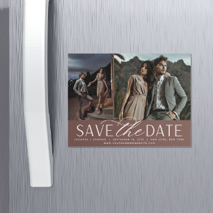 Smooth Script Two Photo Save the Date Magnet