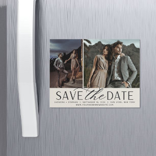 Smooth Script   Two Photo Save the Date Magnet