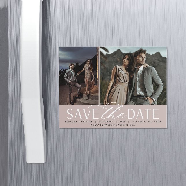 Smooth Script | Two Photo Save the Date Magnet (Creator Uploaded)