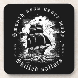 Smooth Sea Skilled Sailor Quote Vintage Ship Coaster