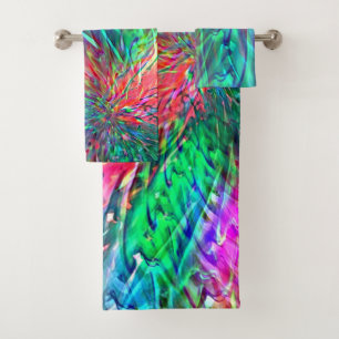 Smooth spiral in overlapping showy coloured spots bath towel set