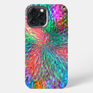 Smooth spiral in overlapping showy coloured spots iPhone 13 pro max case