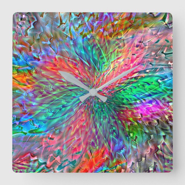 Smooth spiral in overlapping showy coloured spots  square wall clock (Front)