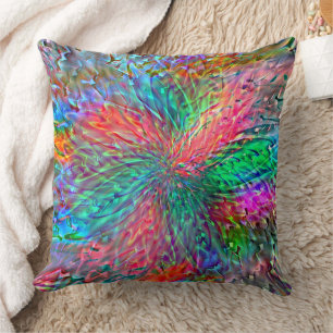Smooth spiral in overlapping showy coloured spots throw pillow