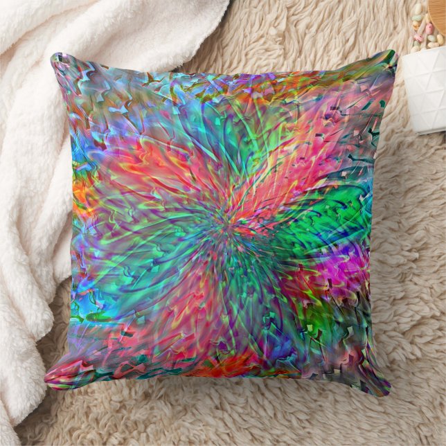 Smooth spiral in overlapping showy coloured spots throw pillow (Blanket)