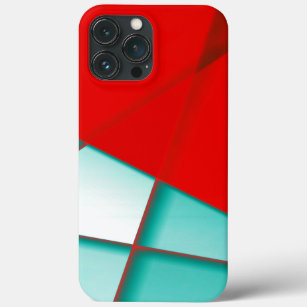 Smooth turcoise trapeze rectangle under red sheet  iPhone 13 pro max case