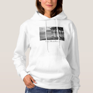 Smooth Waves At Cocoa Pier Grayscale Hoodie