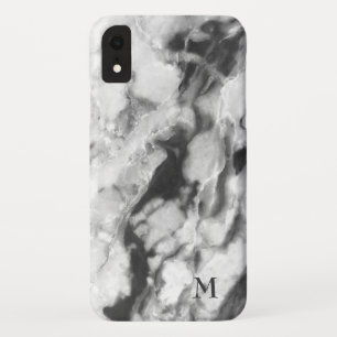 Smooth White And Dark Grey Marble iPhone XR Case
