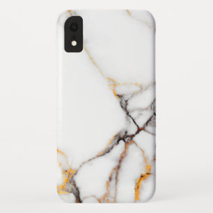 Smooth White Marble With Gold And Grey iPhone XR Case