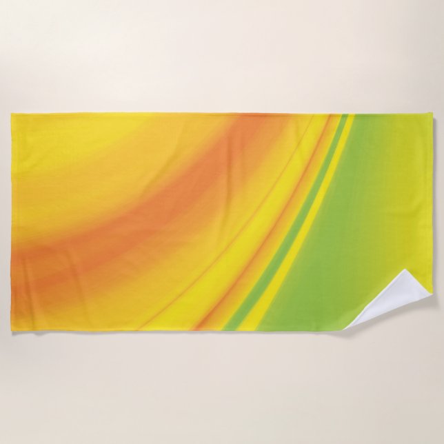 Smooth yellow green colour blending background beach towel (Front)