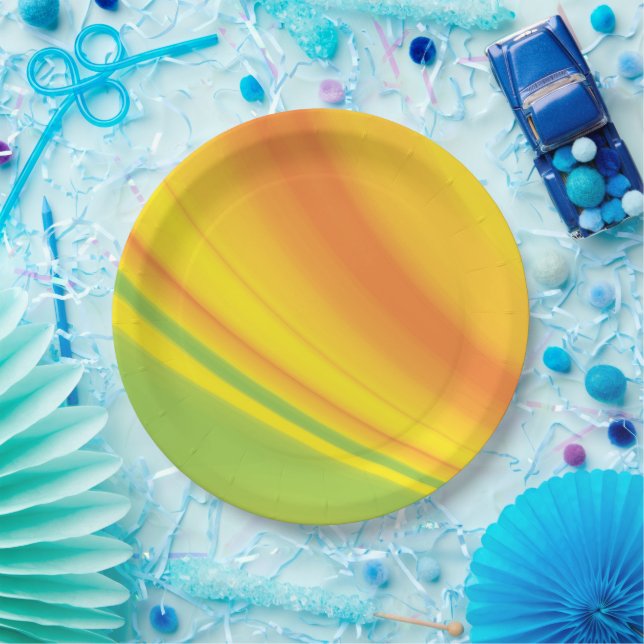 Smooth yellow green colour blending background paper plate (Party)