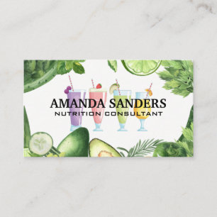 Smoothie Drinks Green Leaves Vegetables Business Card