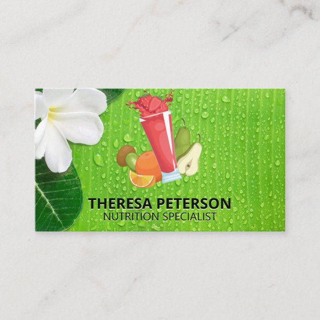 Smoothies Drinks | Green Leaf Business Card (Front)