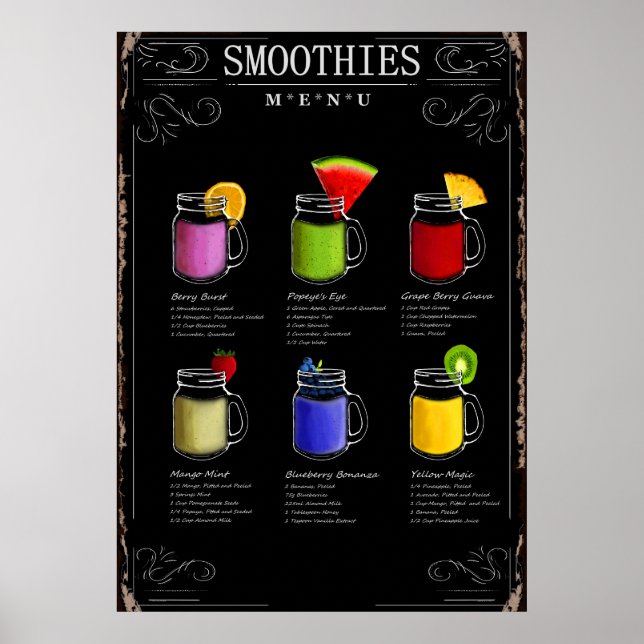 Smoothies Menu Poster (Front)