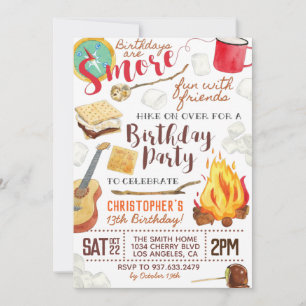 Sm'ore Amusants Camping Anniversaire Invitation