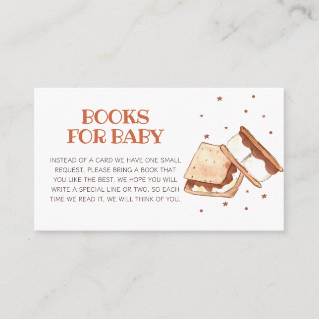 S'more Bonfire Baby Shower Books for Baby Enclosure Card (Front)