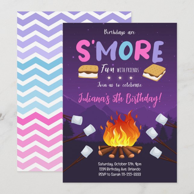 S'more Bonfire Smore Fun Birthday Invitation (Front/Back)