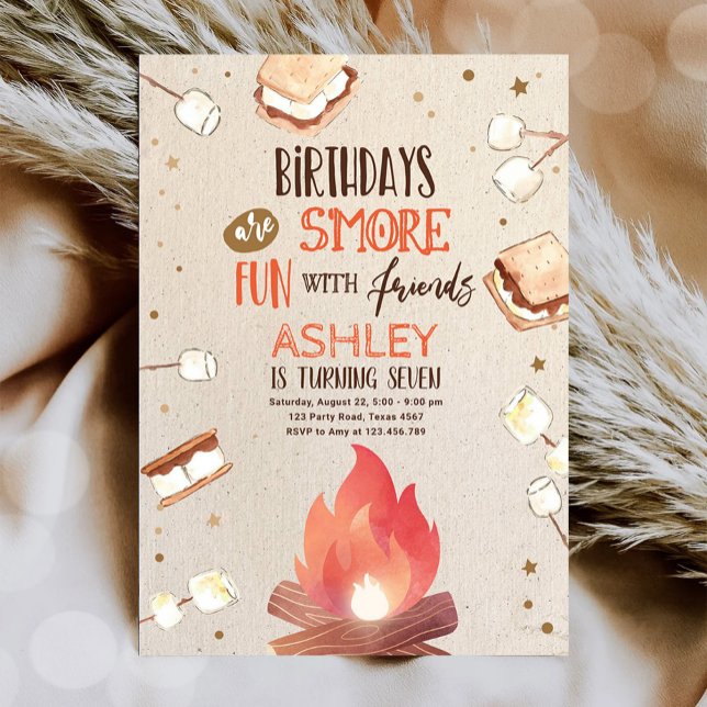 S'more Bonfire Smore Fun Friends Camping Birthday Invitation (Creator Uploaded)