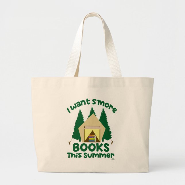 Smore Books For Summer Reading Season Large Tote Bag (Front)