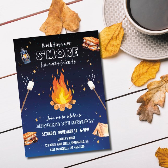 S'more Campfire Anniversaire Fête Invitation (Créateur téléchargé)