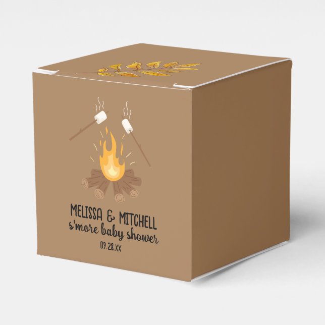 Smore campfire baby shower thank you favor box (Front Side)