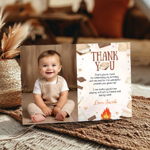 S'more Campfire Birthday Photo Thank You Card