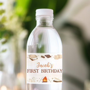 S'more Campfire Camping Kids Birthday Water Bottle Label