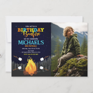 S'more Camping Bonfire Outdoor Backyard Birthday Invitation