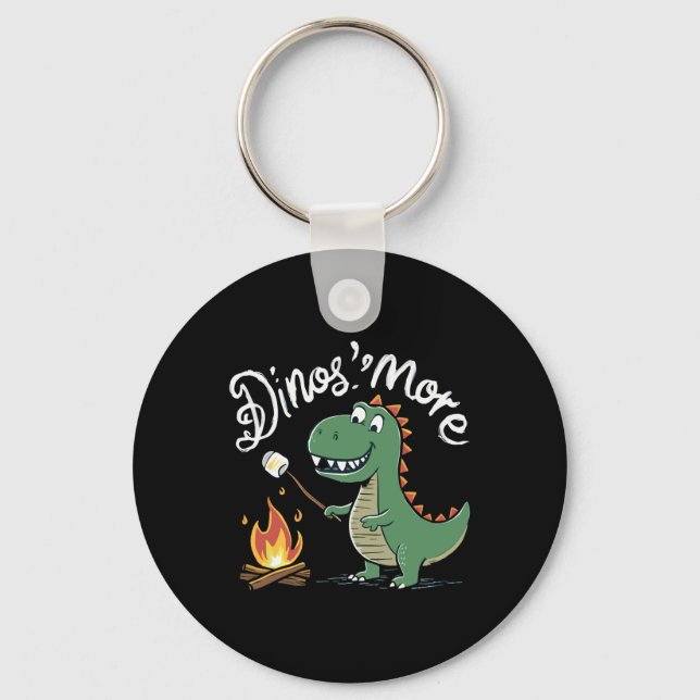 Smore Camping Campfire Camp Camper Funny Dinosmore Keychain (Front)