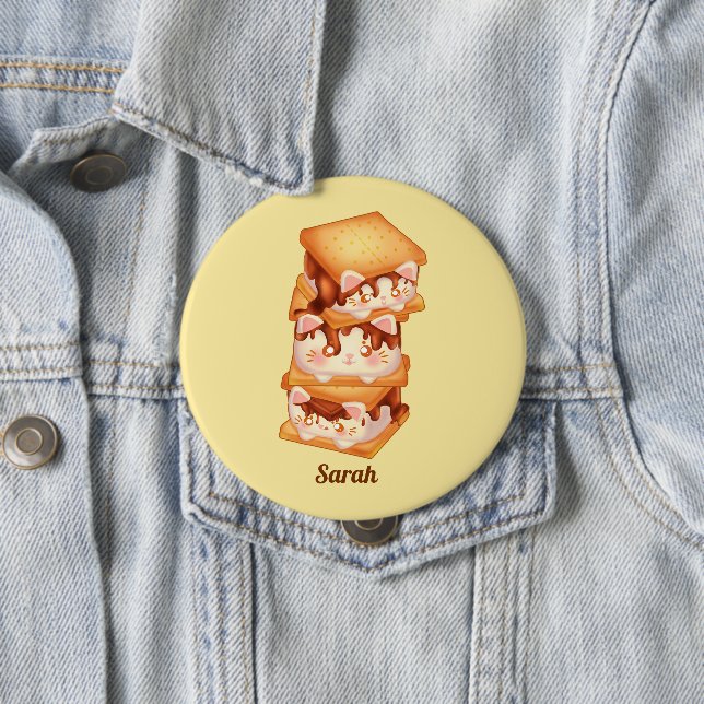 S'more Chocolate Cats 4 Inch Round Button (In Situ)