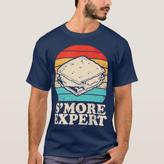 Smore Expert Retro 70s Distressed Camping T-Shirt (Front)