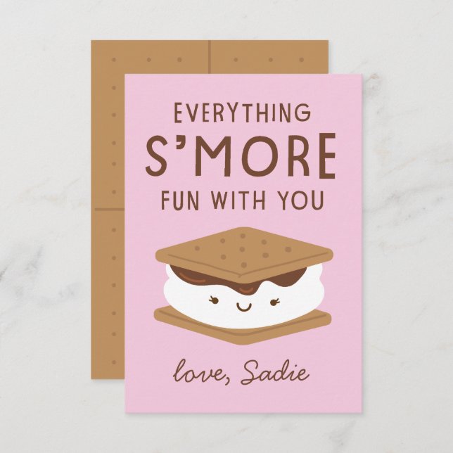 S'more fun classroom valentine thank you card (Front/Back)