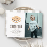 S'more Fun Kawaii Kid's Birthday Photo Invitation<br><div class="desc">This cute and kawaii "S'more Fun" kid's photo birthday invitation features a s'more with smiling face. The reverse side features a white background with light brown gingham plaid. Personalize for your needs. You can find more matching products at my store.</div>