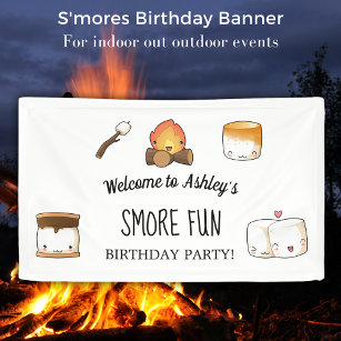S'more Fun Summer Kids Outdoor Birthday Party  Banner