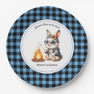 "S'more Fun to Be One!" Bunny Camping 1st Birthday Paper Plate